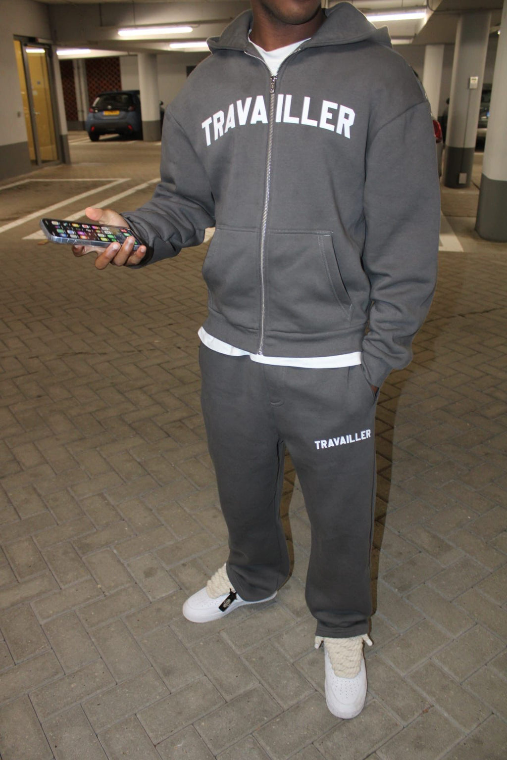 CURVED LOGO ZIP TRACKSUIT MAGNET GREY