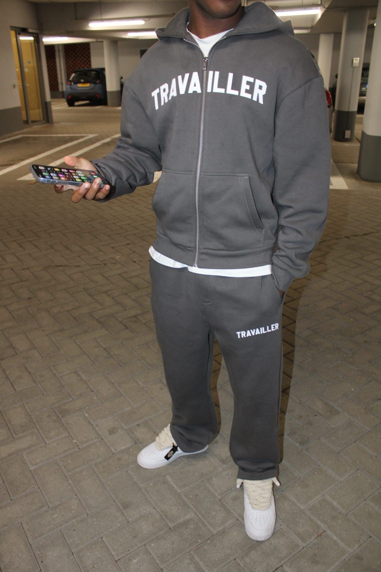 CURVED LOGO ZIP TRACKSUIT MAGNET GREY